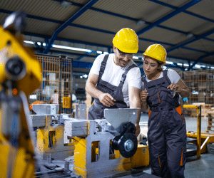 2 ouvriers dans une usine